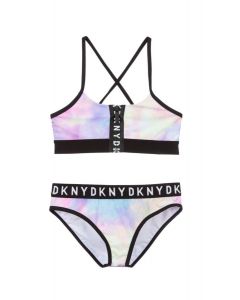 DKNY Pink Tie-Dye Logo Bikini