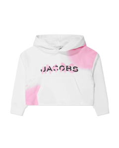 Marc Jacobs Girls Spray Spots Cropped Hoodie In White SS24