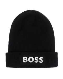 Boss Boys Black Logo Beanie Hat 
