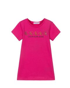 Calvin Klein Jeans Pink Gold Logo T-Shirt Dress