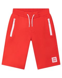 BOSS Kidswear Cotton Bright Red Logo Shorts