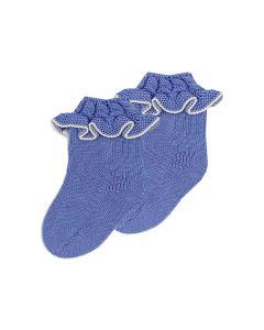 Rahigo Girls Sky Blue/Cream Frilly Socks