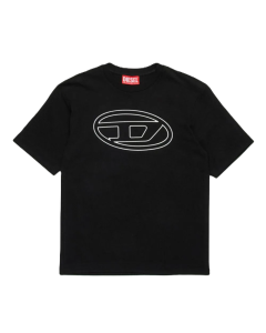 Diesel Kids Black Oval D Logo-Print Cotton T-Shirt SS24