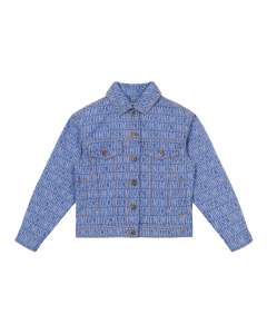Moschino Girls All Over Logo Denim Jacket In Blue SS24