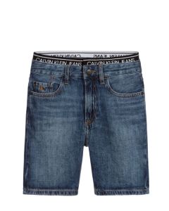 Calvin Klein Jeans Blue Logo Double Waistband Denim Shorts