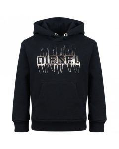 Diesel Boys Black Cotton Silver Logo SGIRK Sweatshirt
