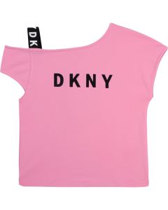 DKNY Pink One Shoulder Logo Top