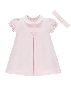 Emile Et Rose Baby Girls Pink 'Dotty' Jersey Dress With Embroidered Spots, Hairband And Bottoms