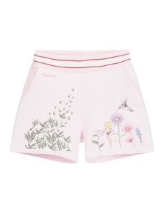 Monnalisa Pink Floral Logo Shorts
