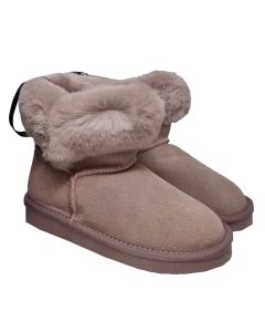 Monnalisa Girls Dusky Pink Ankle Boots With Fur