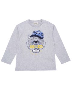 KENZO KIDS Boys Tiger with Cap Long Sleeved T-Shirt
