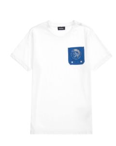 Diesel White Blue Pocket Logo T-Shirt