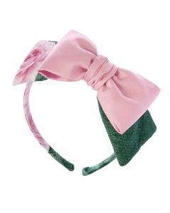 Balloon Chic Girls Pink & Green Cotton Roses Hairband