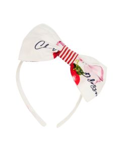 Balloon Chic White Cherry Cotton Bow Hairband