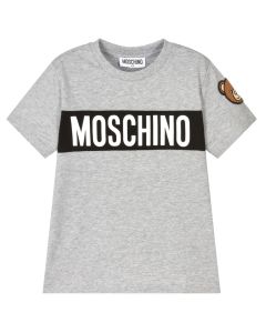 Moschino Grey Cotton Teddy Bold Logo T-Shirt
