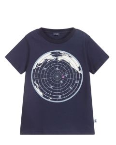 Il Gufo Boys Navy Blue Cotton Flight Path  T-Shirt
