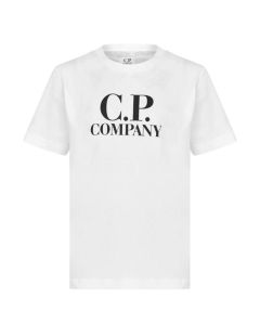 C.P. Company Boys White Printed Logo Hood NS T-Shirt
