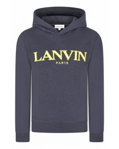 Lanvin Boys Navy & Yellow Embroidered Logo Hoodie