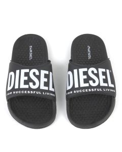 Diesel Teen Black Logo Sliders