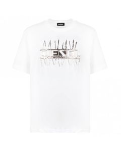 Diesel Boys White Cotton Silver Logo 0Pati T-Shirt