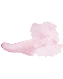 Daga Girls Pale Pink Ankle Socks With Pink Tulle Frill 
