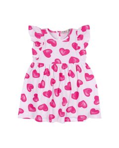 Everything Must Change White Dress With All-Over Pink Love Heart Design