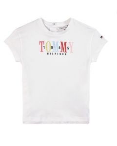 Tommy Hilfiger White Multi Coloured Logo Cotton T-Shirt