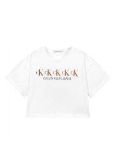 Calvin Klein Jeans Girls White Logo Boxy T-Shirt