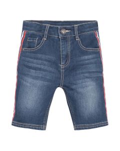 3Pommes Boys Blue Cotton Striped Tape Denim  Shorts