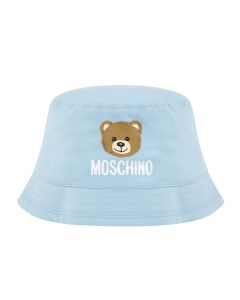 Moschino Baby Girls Pale Blue Teddy Print Sun Hat
