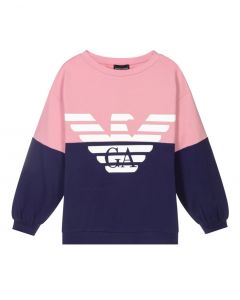 Emporio Armani Kids Pink And Blue Logo Sweater