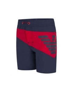 Emporio Armani Navy Blue and Red Swim Shorts