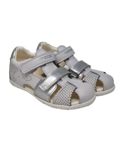 Geox Girls White And Silver "Kaytan" Sandals