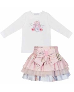 Balloon Chic Fairytale Bow Skirt and Carriage T-Shirt Set