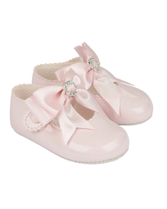 Baby Girl Pre-Walker Pale Pink Patent Bow Shoes