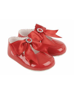 Baby Girl Pre-Walker Bright Red Patent Bow Shoes