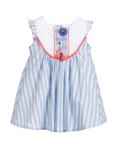 Girls Billie Blush Blue-White Stripe Dress