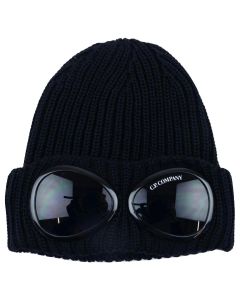 C.P. Company Knitted Dark Navy Green Goggle Hat