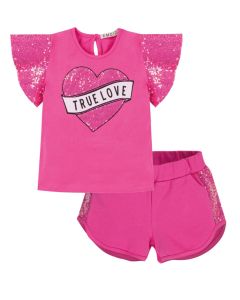 Everything Must Change Bright Pink With Glitter T-shirt And Short Set
