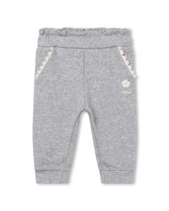 Chloé Baby Girls Grey Floral Embroidered Joggers
