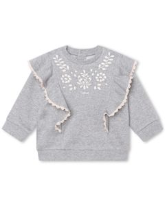 Chloé Baby Girls Grey Embroidered Organic Cotton Sweatshirt