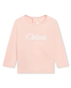 Chloé Baby Girls Pink Organic Cotton WS23  Logo Top