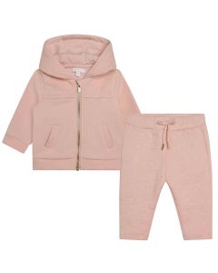 Chloé Girls Pink Ebroidered Floral Tracksuit