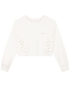 Chloé  Ivory Cotton Laced Detail Sweatshirt