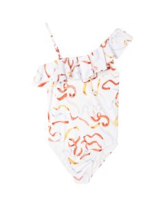 Chloé Girls Ivory Ribbon Print Swimsuit