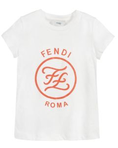 FENDI Girls White Karligraphy Logo T-Shirt