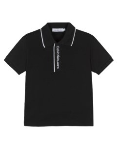 Calvin Klein Boys Black Logo Collar Polo Shirt SS24