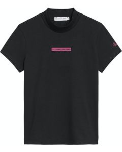 Calvin Klein Girls Black With Raspberry Logo T-Shirt