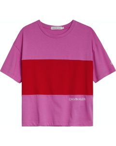 Calvin Klein Girls Pink Colour Block T-shirt