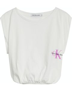 Calvin Klein Girls Monogram White Cap sleeve T-shirt